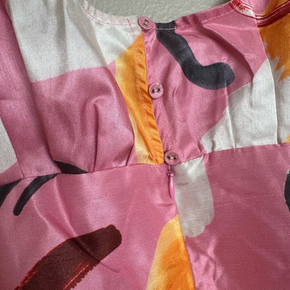 Aureta Studio Artist’s Canvas Mini Dress - Vibrant Pink and Yellow Floral Dress - Picture 9 of 9